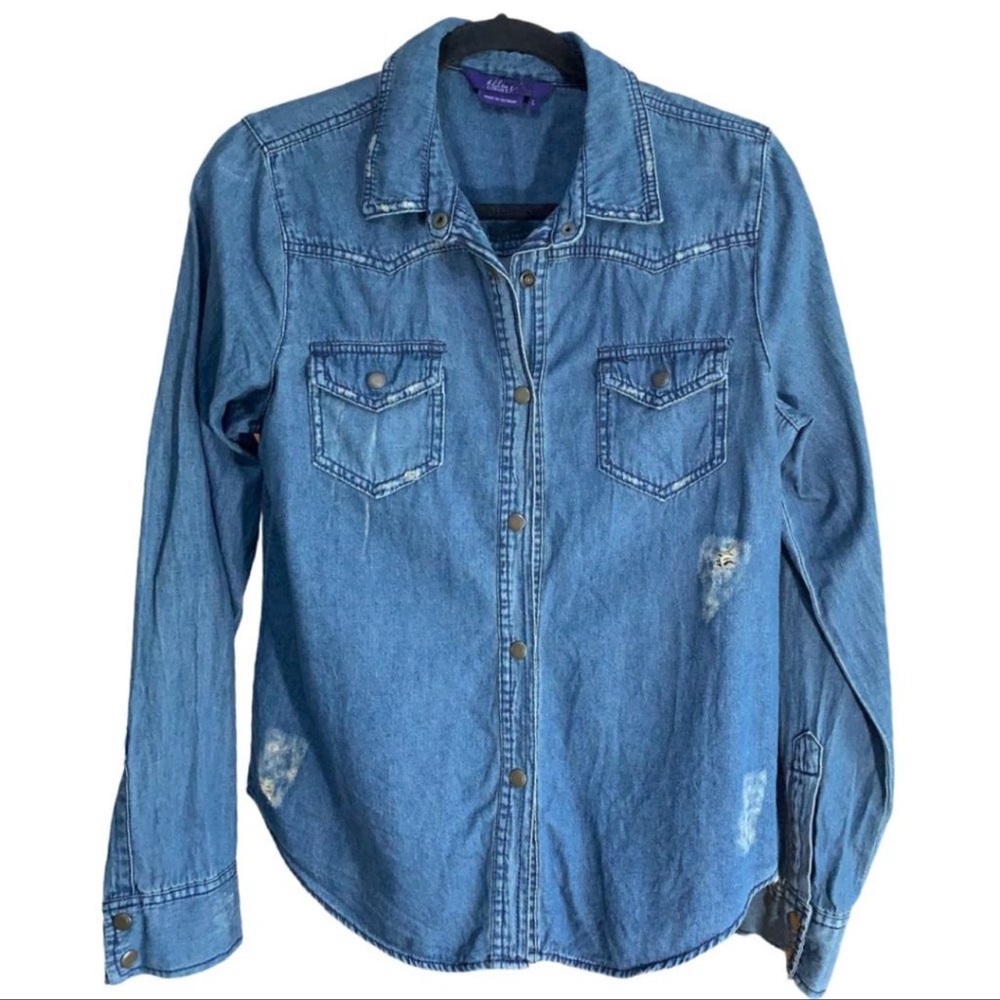 Miley Cyrus Distressed Jean shirt